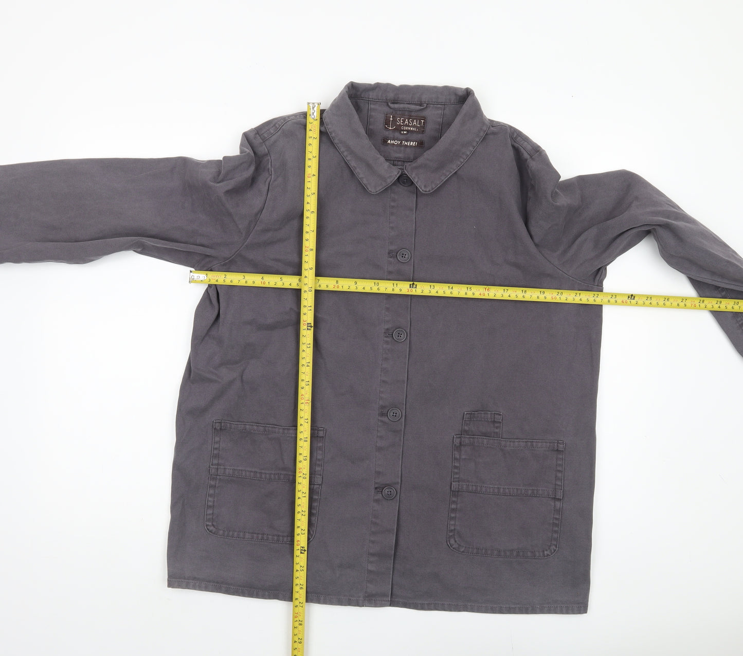 Seasalt Women's Grey Cotton Jacket, Size 16, Casual Style