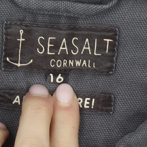Seasalt Women's Grey Cotton Jacket, Size 16, Casual Style