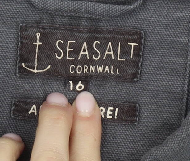 Seasalt Women's Grey Cotton Jacket, Size 16, Casual Style