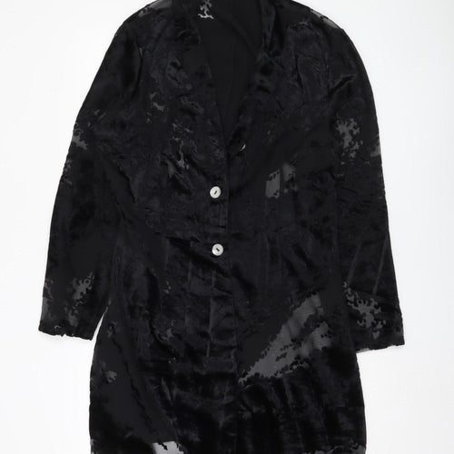 Wallis Women's Black Velvet Mid-Length Blazer Size 14