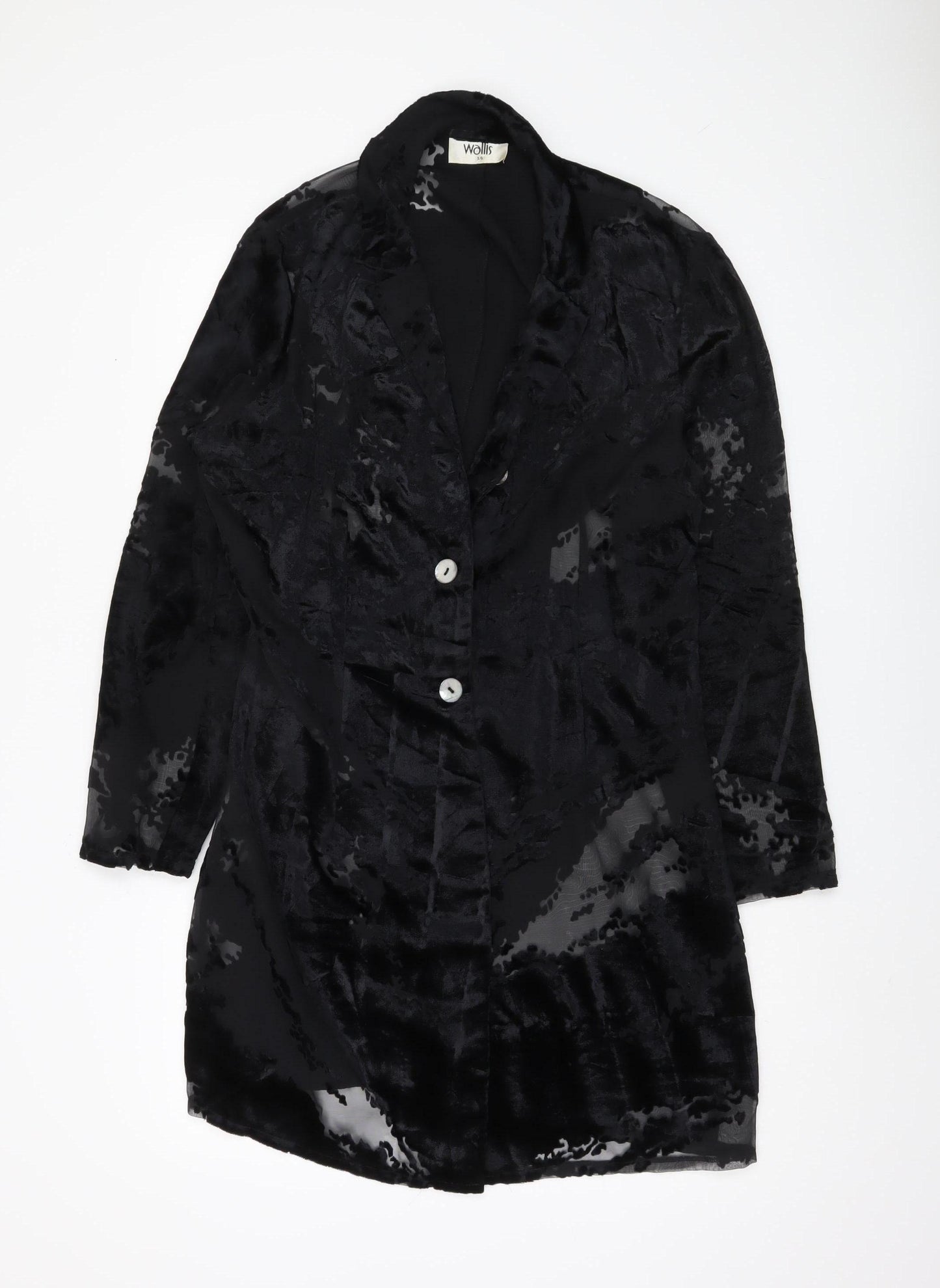 Wallis Women's Black Velvet Mid-Length Blazer Size 14