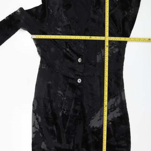 Wallis Women's Black Velvet Mid-Length Blazer Size 14