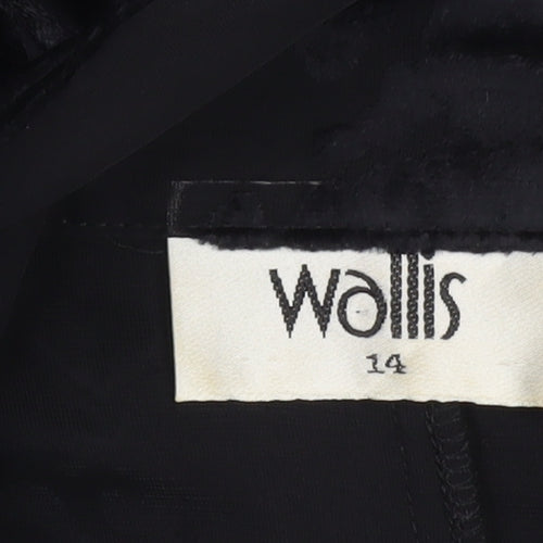 Wallis Women's Black Velvet Mid-Length Blazer Size 14