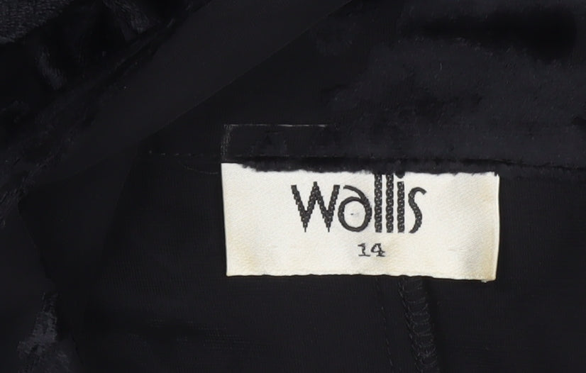 Wallis Women's Black Velvet Mid-Length Blazer Size 14