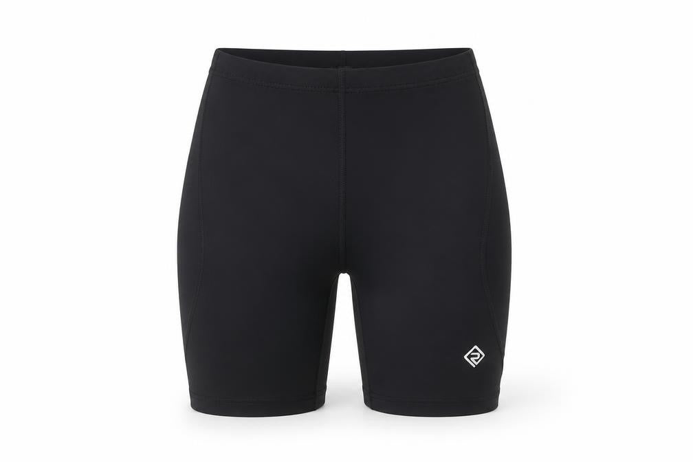 Front view of Ronhill Women's Black Biker Shorts, size S, Athletic
