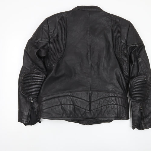 JTS Men's Black Leather Motorcycle Jacket Size 48