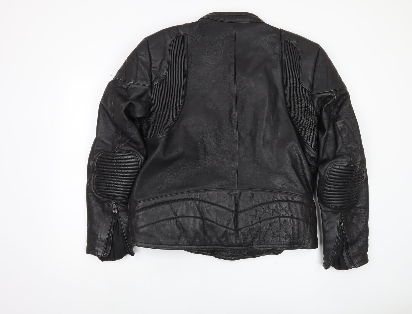 JTS Men's Black Leather Motorcycle Jacket Size 48