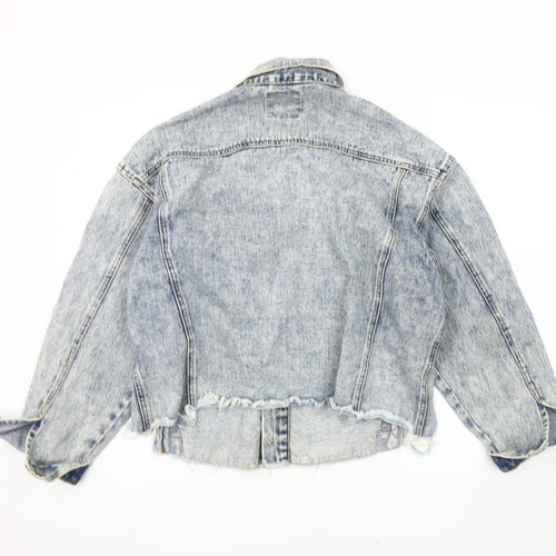 Denim Co. Women's Blue Distressed Crop Jacket Size 16