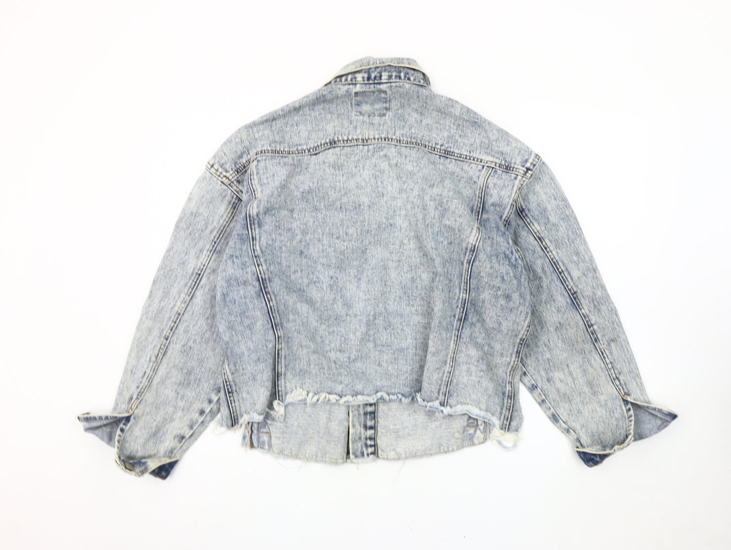 Denim Co. Women's Blue Distressed Crop Jacket Size 16