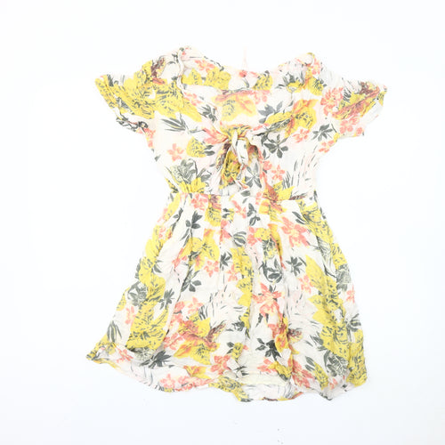 Floral Multicoloured A-Line Short Dress Size 2