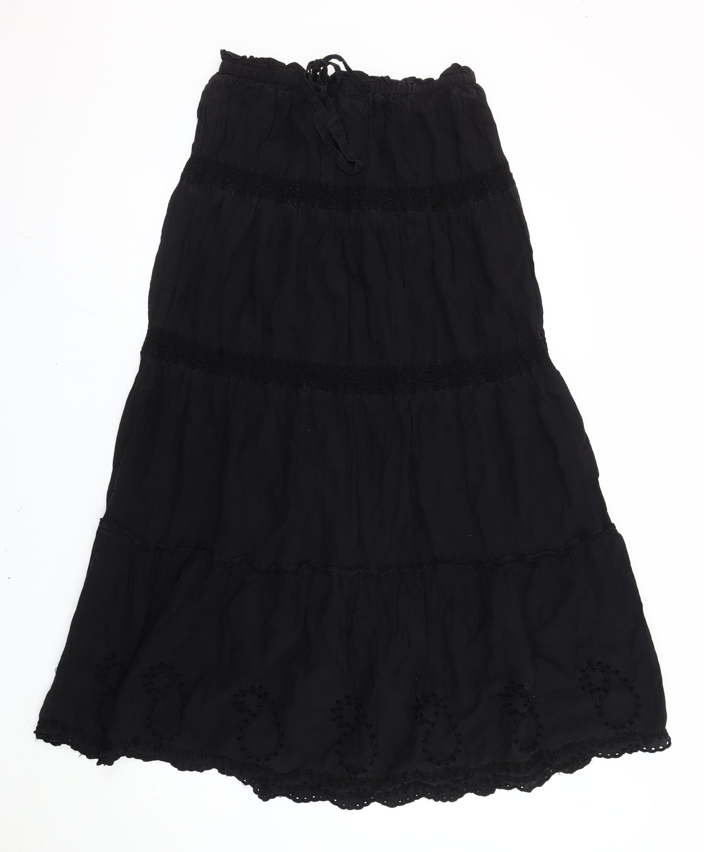 Just Jeans Women's Black Midi Peasant Skirt - Size 10