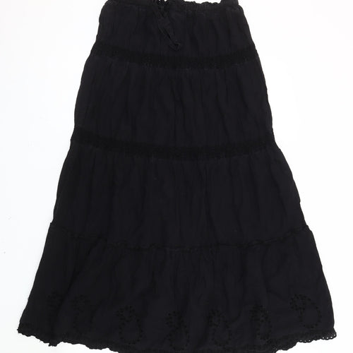 Just Jeans Women's Black Midi Peasant Skirt - Size 10
