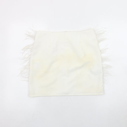 Boohoo Women's White Fringe Pencil Skirt UK 12