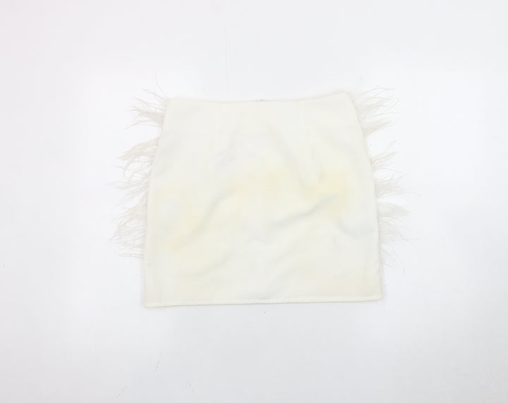 Boohoo Women's White Fringe Pencil Skirt UK 12