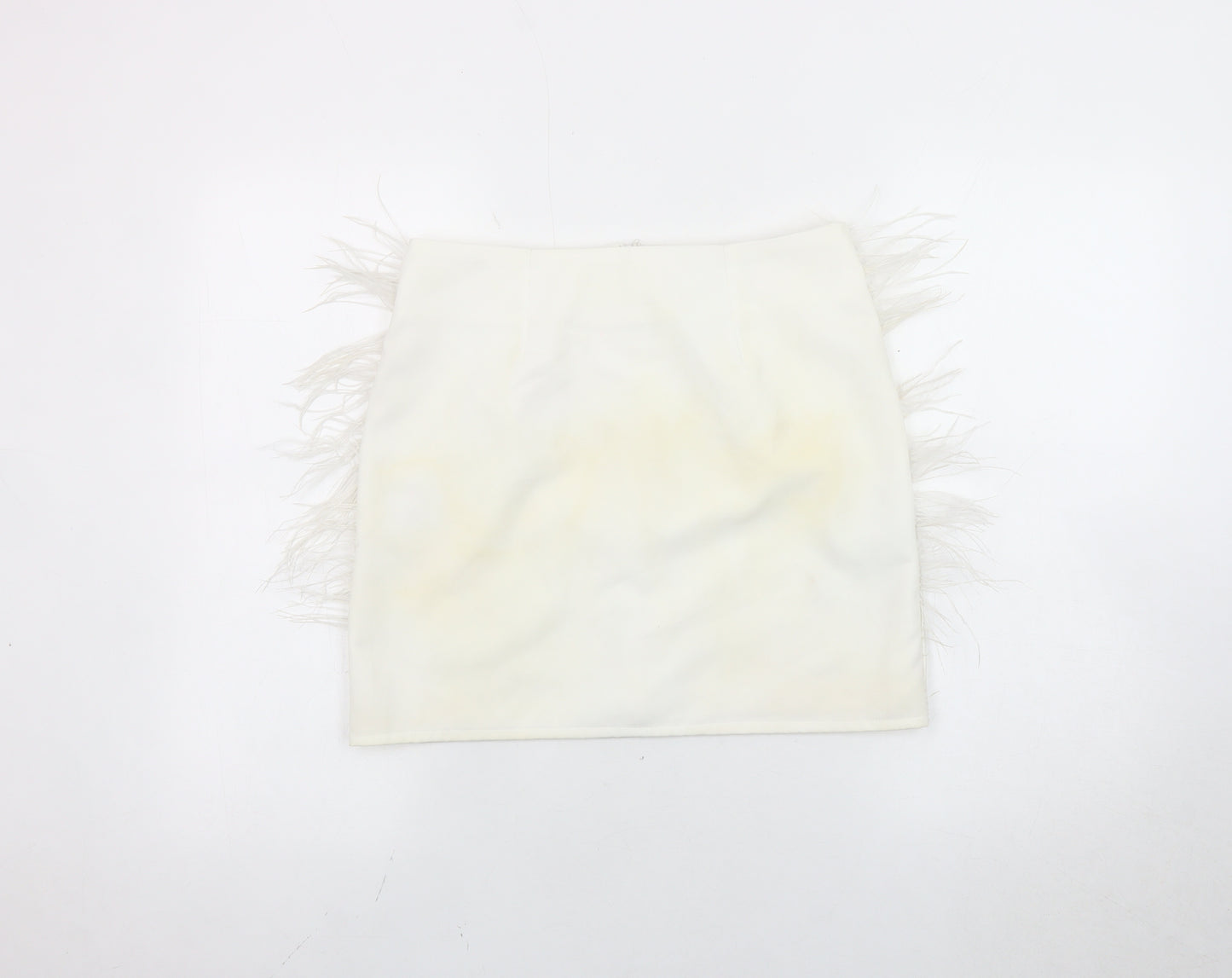 Boohoo Women's White Fringe Pencil Skirt UK 12