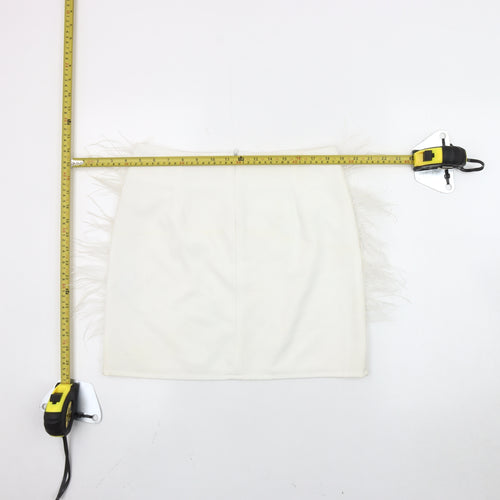 Boohoo Women's White Fringe Pencil Skirt UK 12