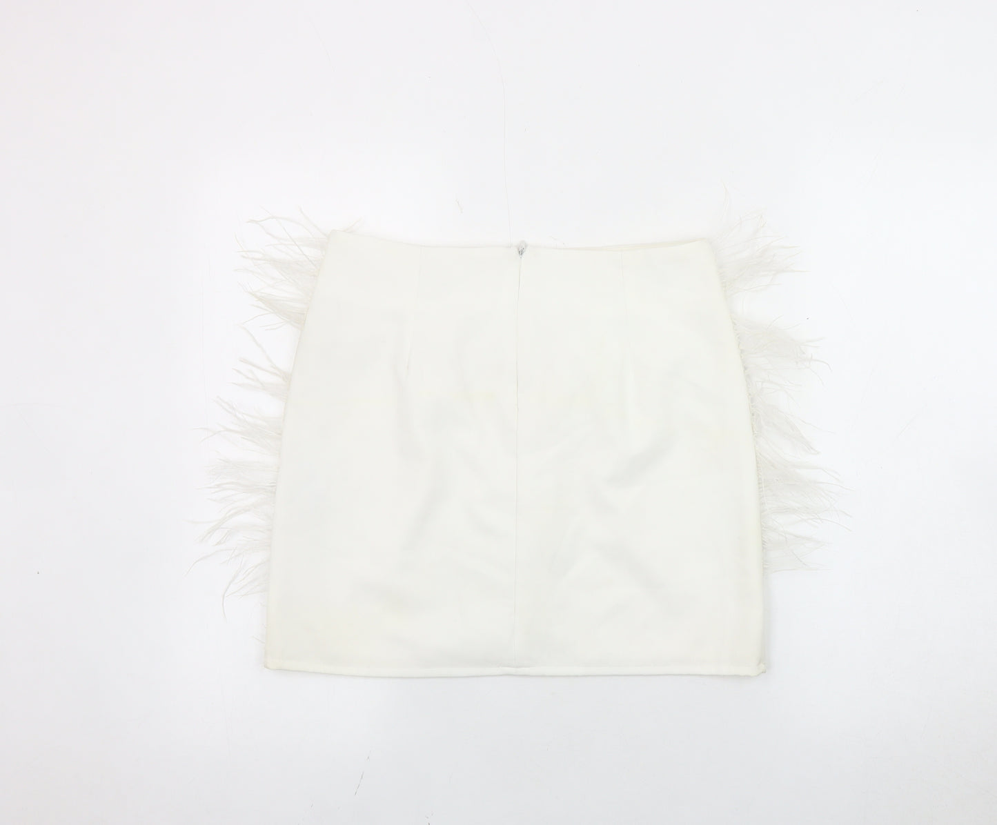 Boohoo Women's White Fringe Pencil Skirt UK 12