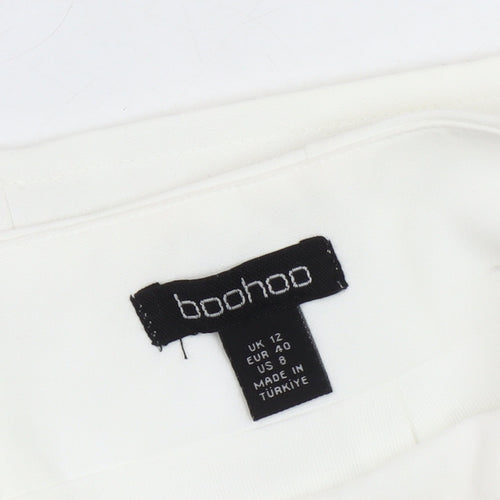 Boohoo Women's White Fringe Pencil Skirt UK 12