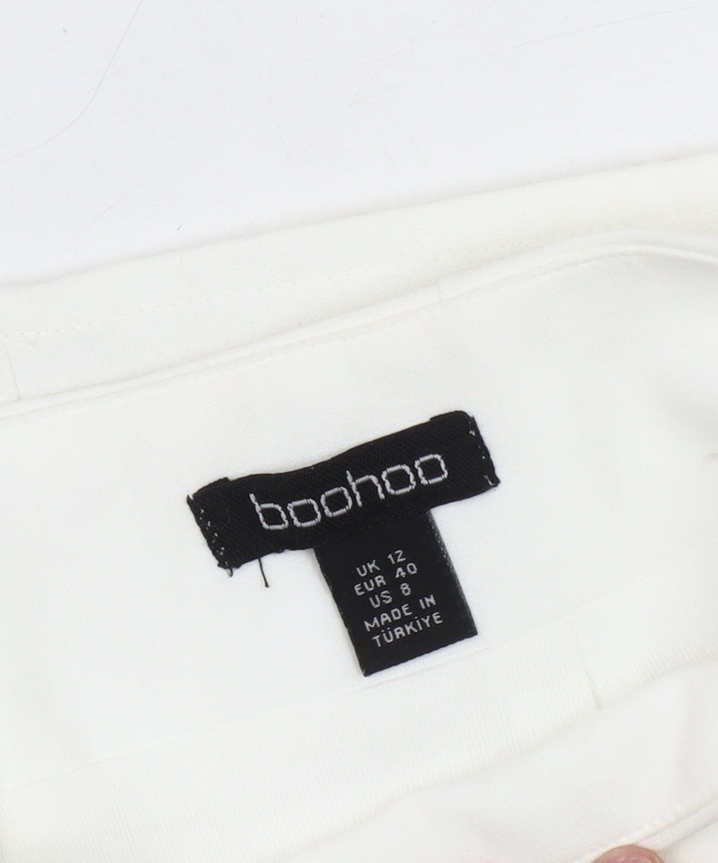 Boohoo Women's White Fringe Pencil Skirt UK 12