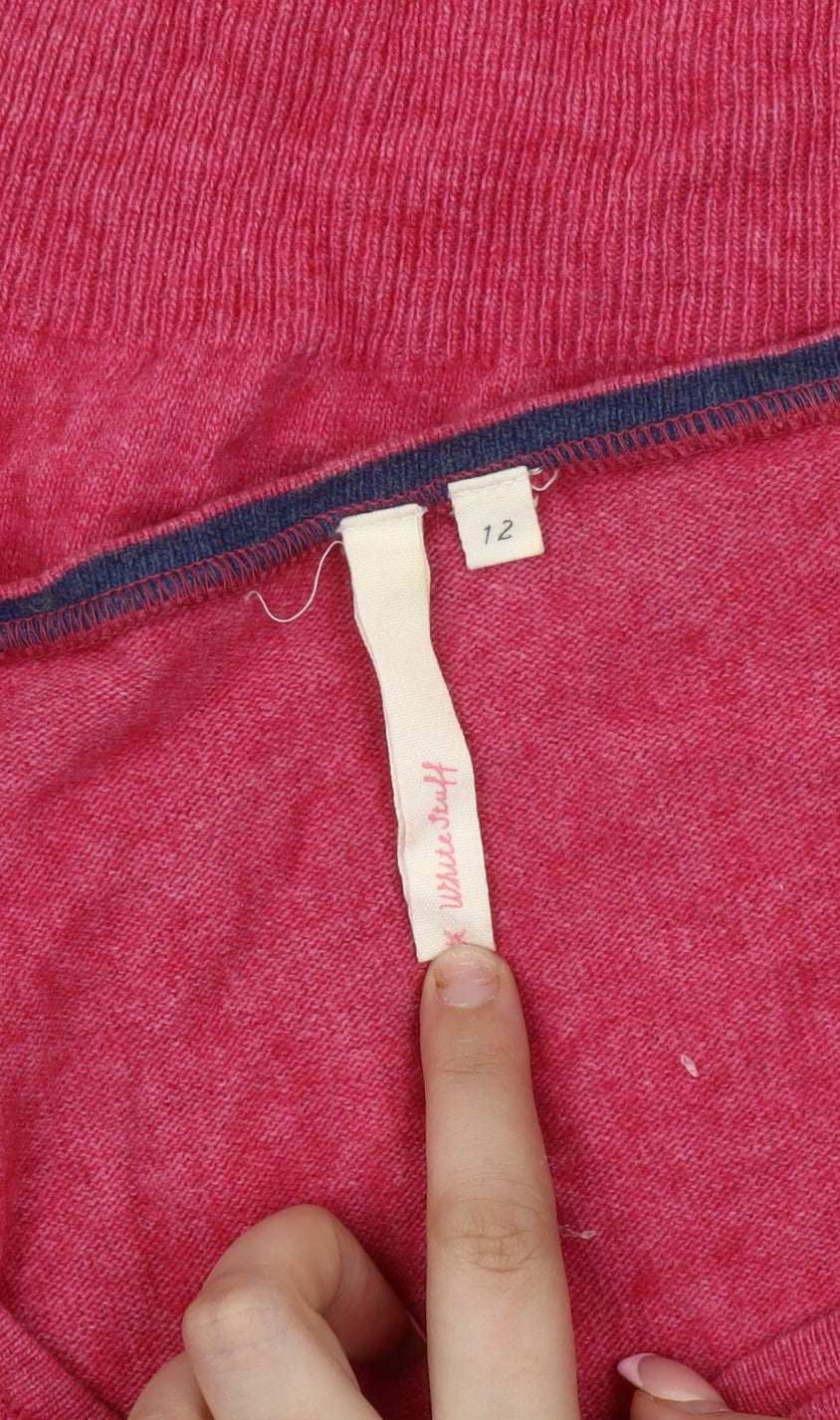 White Stuff Women's Pink Cardigan Scoop Neck Size 12