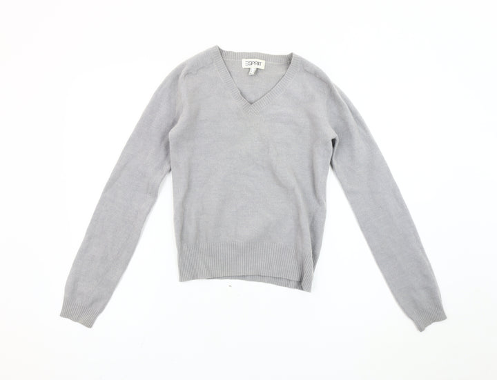 Esprit Women Grey V-Neck Pullover Jumper - M