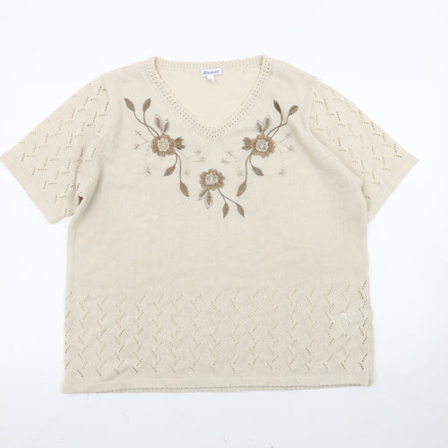 Damart Women’s Beige V-Neck Jumper XL