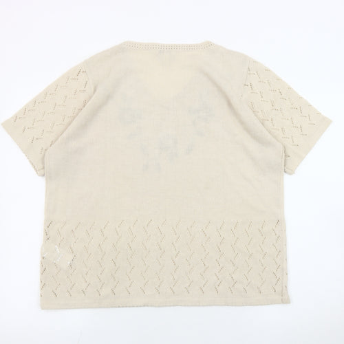 Damart Women’s Beige V-Neck Jumper XL