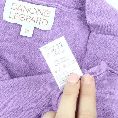 Dancing Leopard Women's Purple Cardigan - Size 14