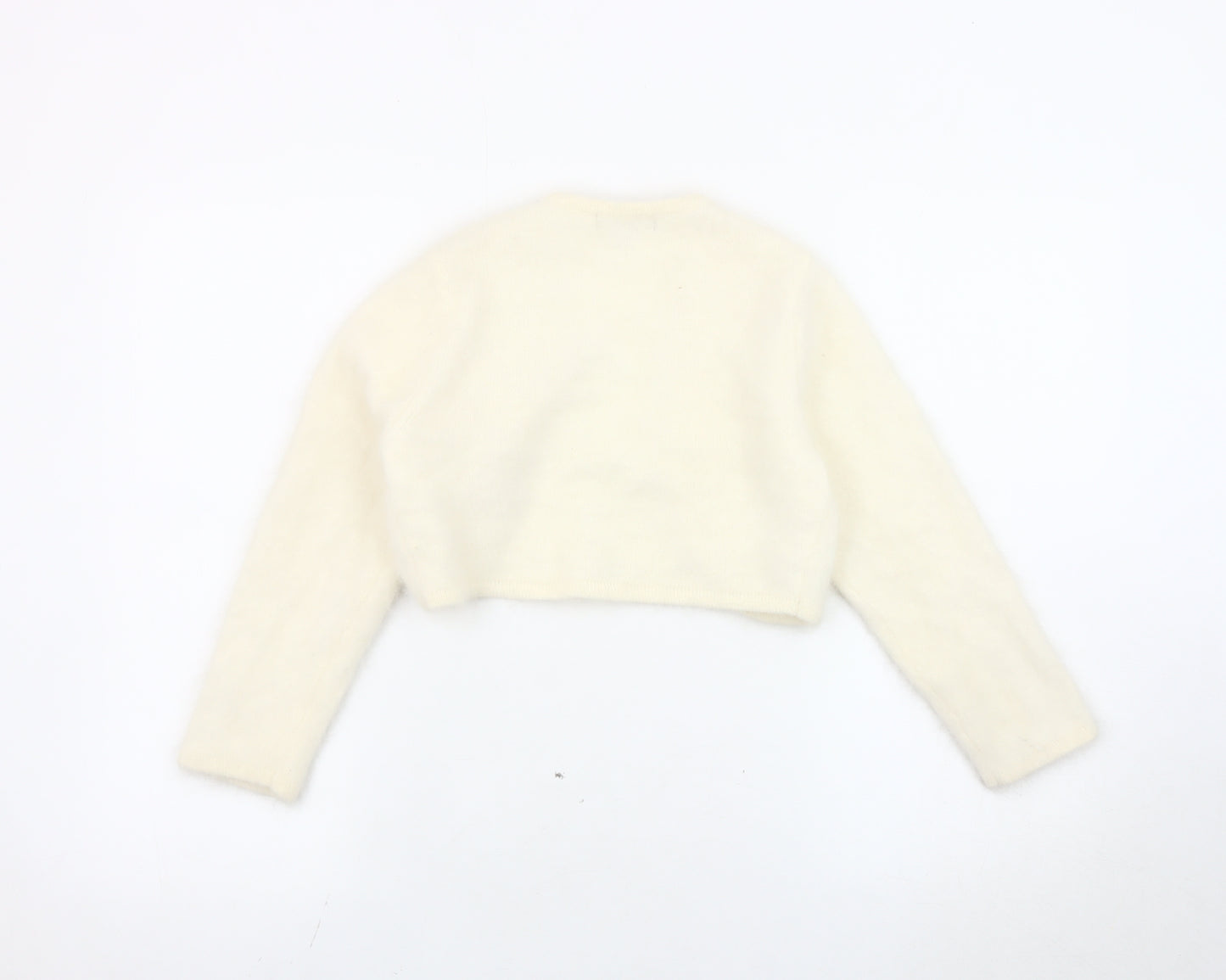 Monsoon Women Ivory Shrug Cardigan Size 8 Angora Knit