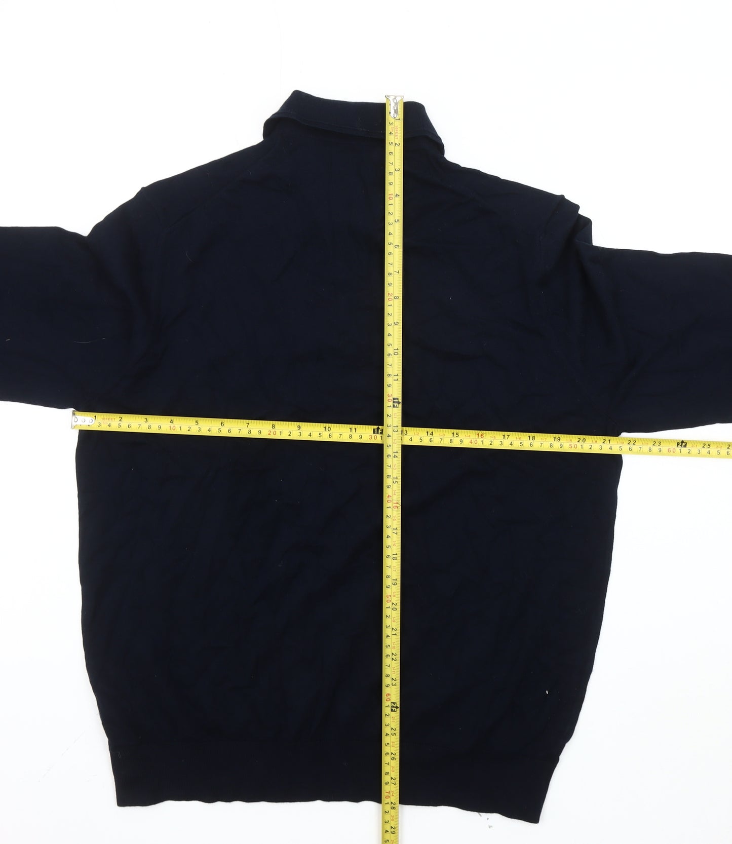 Marks and Spencer Men's Black Long Sleeve Polo - L