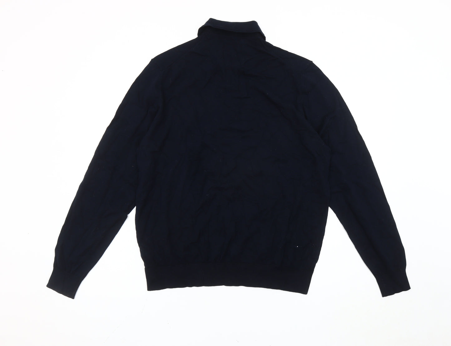 Marks and Spencer Men's Black Long Sleeve Polo - L