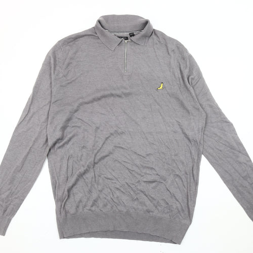 Brave Soul XL Men's Grey Collared Full Zip Jumper