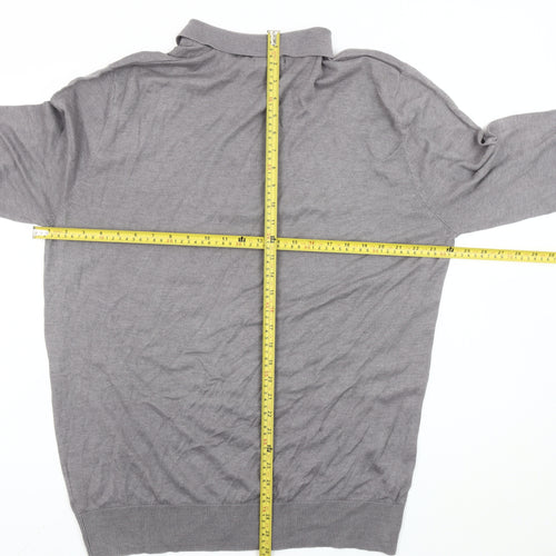 Brave Soul XL Men's Grey Collared Full Zip Jumper