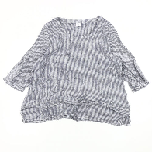 Cotton Traders Women's Blue Striped Blouse Size 16