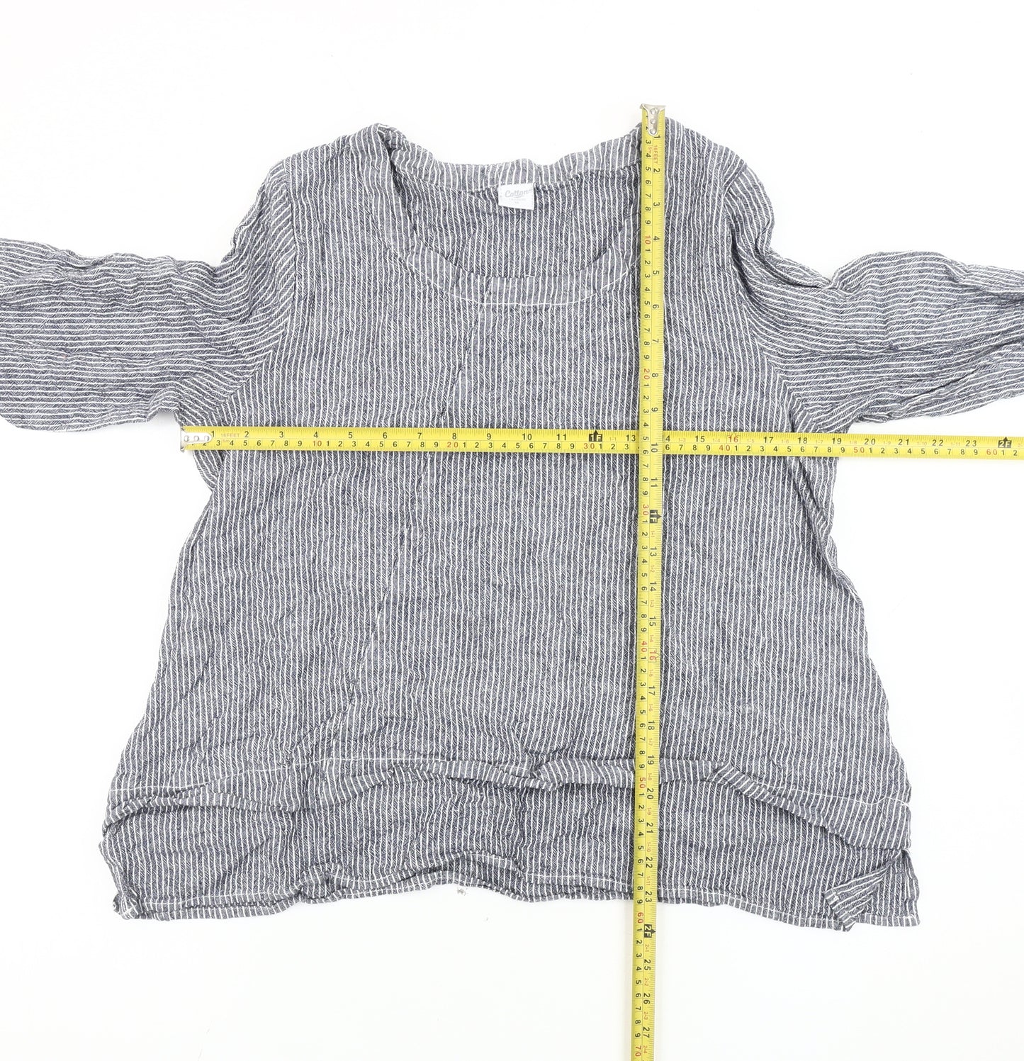 Cotton Traders Women's Blue Striped Blouse Size 16