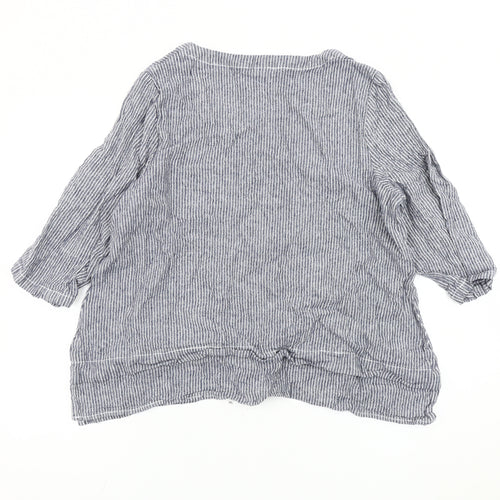 Cotton Traders Women's Blue Striped Blouse Size 16