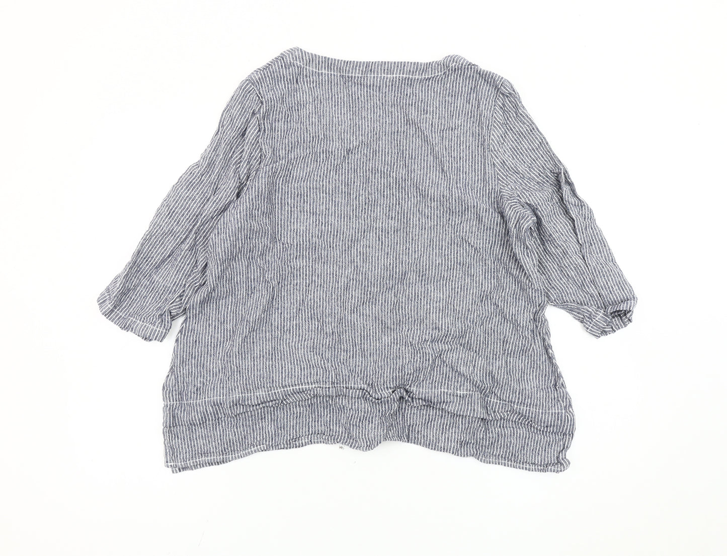 Cotton Traders Women's Blue Striped Blouse Size 16