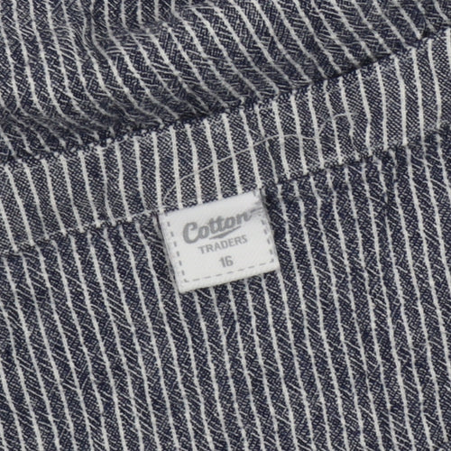 Cotton Traders Women's Blue Striped Blouse Size 16