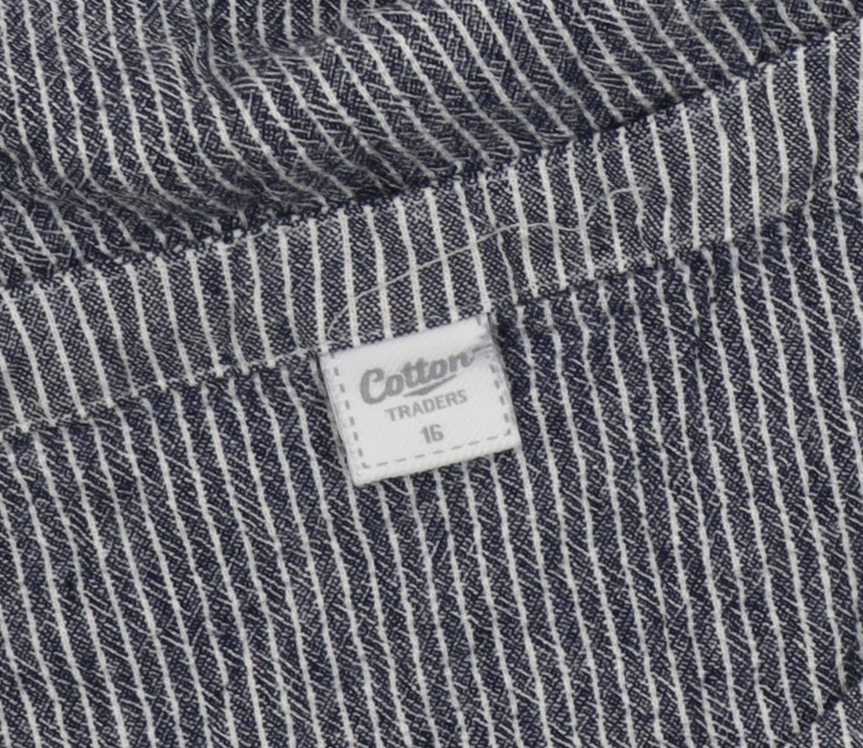 Cotton Traders Women's Blue Striped Blouse Size 16