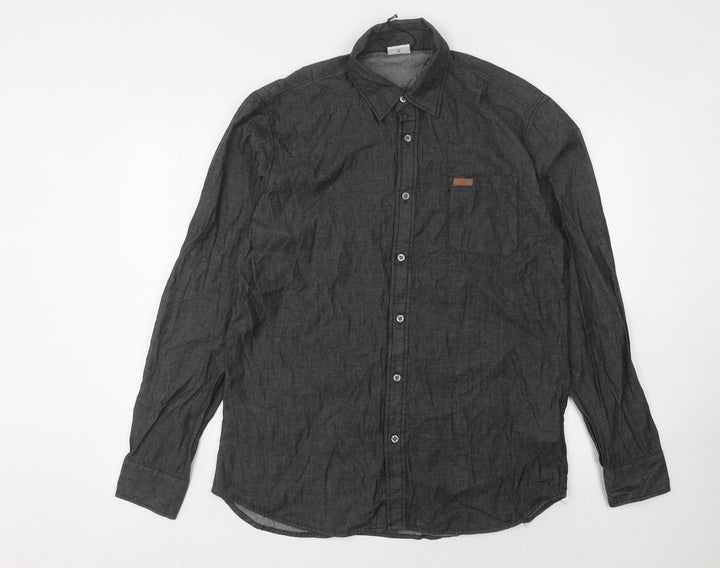 Lee Cooper Men's Black Long Sleeve Button-Up Shirt