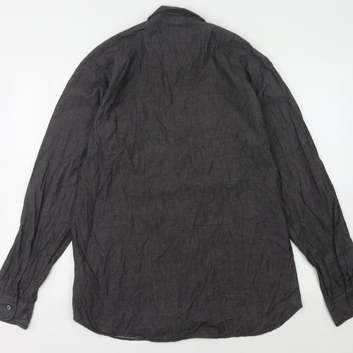Lee Cooper Men's Black Long Sleeve Button-Up Shirt