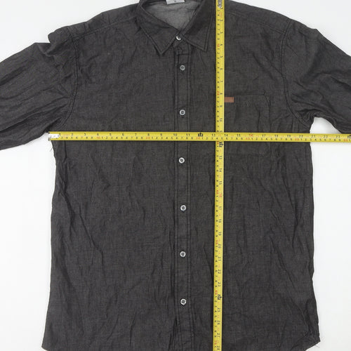 Lee Cooper Men's Black Long Sleeve Button-Up Shirt