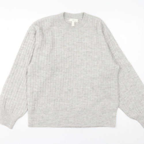 H&M Women's Beige Ribbed Pullover Jumper XS