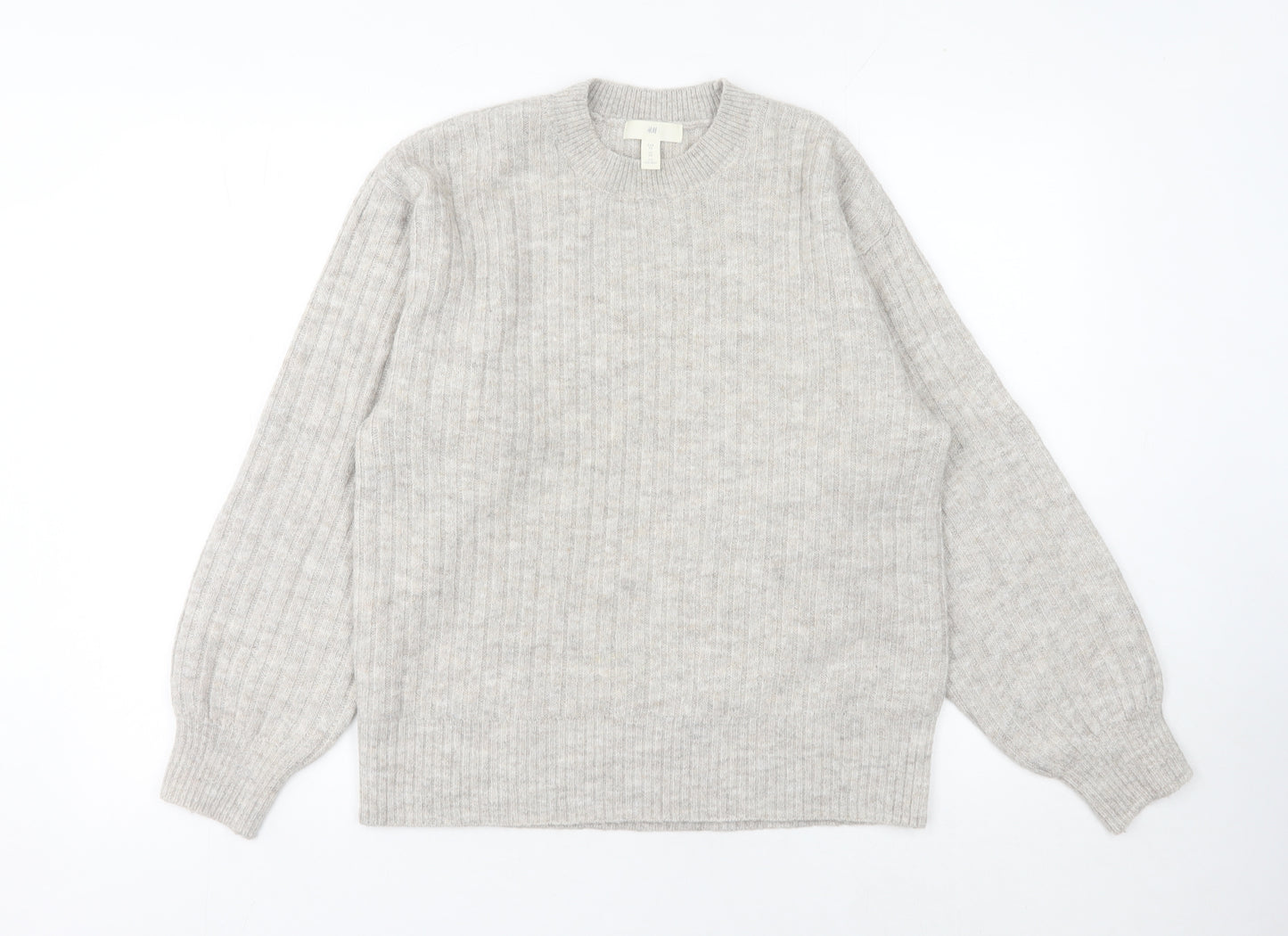 H&M Women's Beige Ribbed Pullover Jumper XS