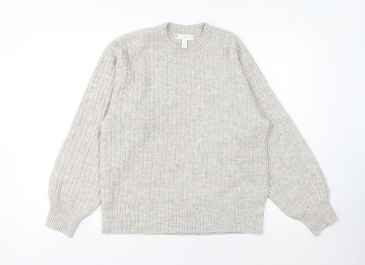 H&M Women's Beige Ribbed Pullover Jumper XS
