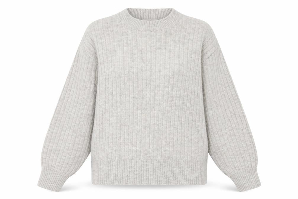 Front view of H&M Women's Beige Ribbed jumper XS