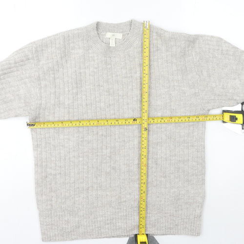 H&M Women's Beige Ribbed Pullover Jumper XS