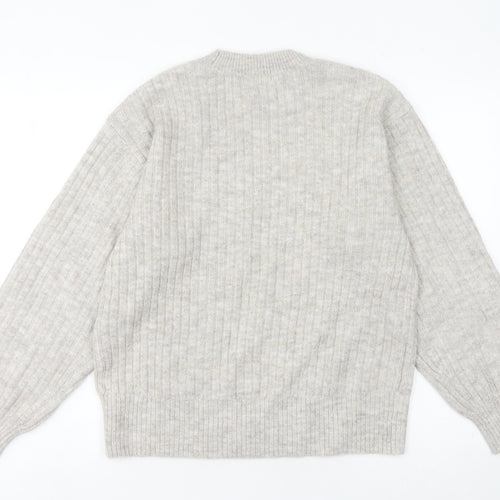 H&M Women's Beige Ribbed Pullover Jumper XS