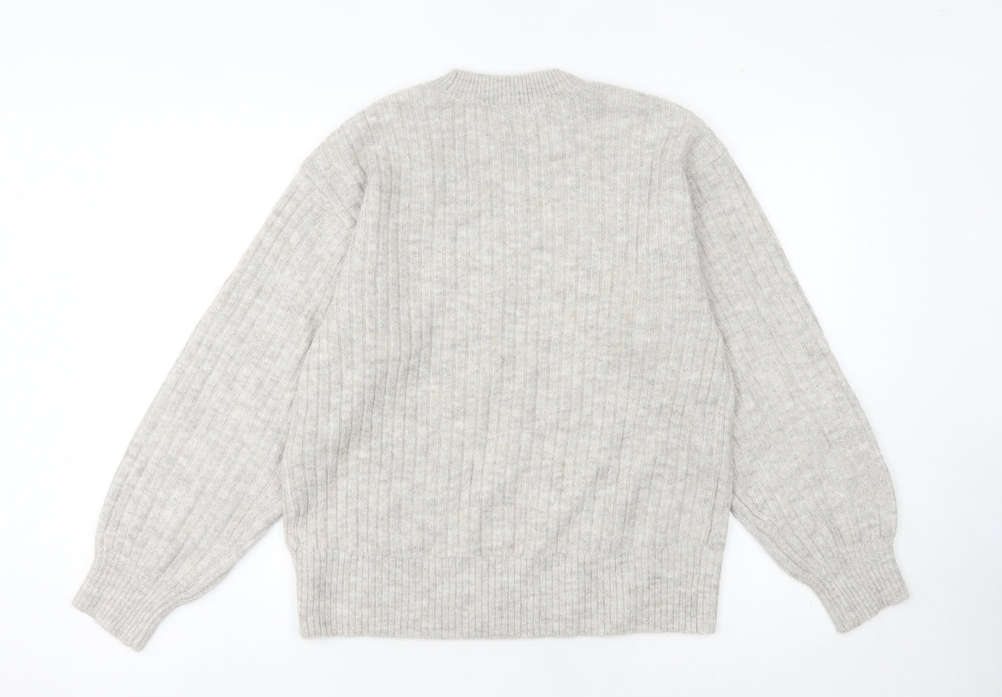 H&M Women's Beige Ribbed Pullover Jumper XS