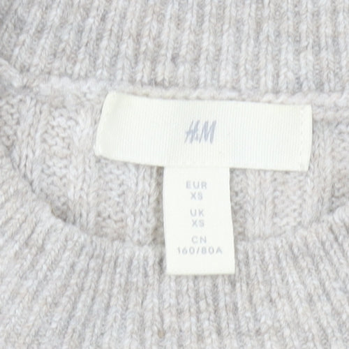 H&M Women's Beige Ribbed Pullover Jumper XS
